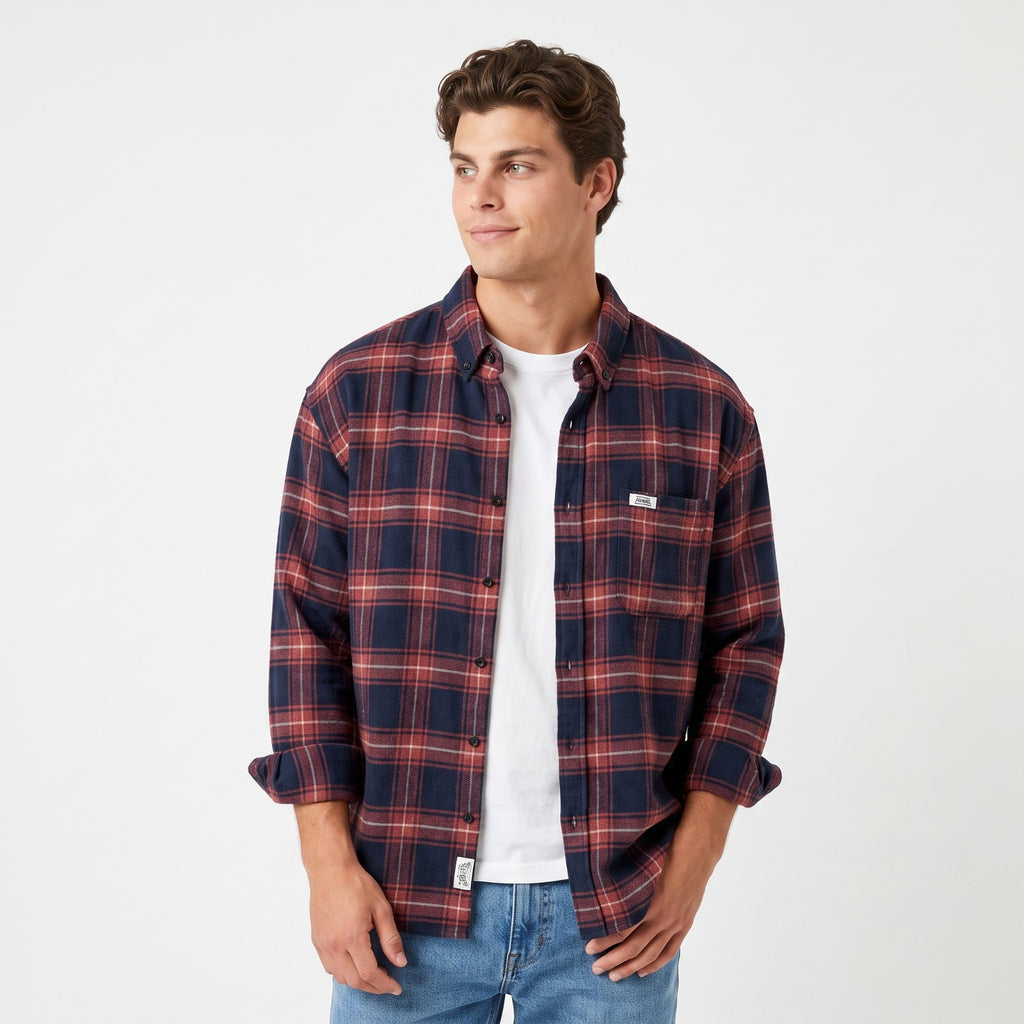 Camisa a Cuadros estilo Retro Algodón - Para Hombre