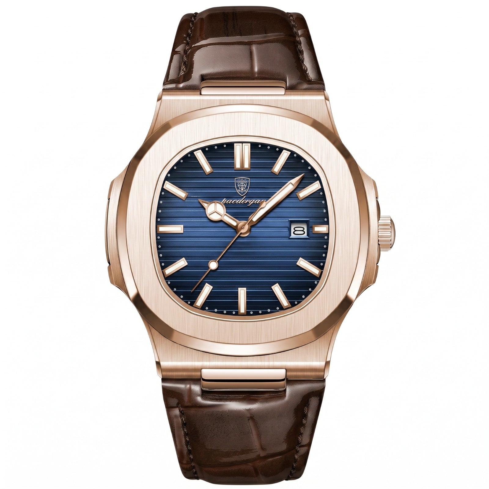 Reloj Cuadrado Acero Correa Cuero Hombre