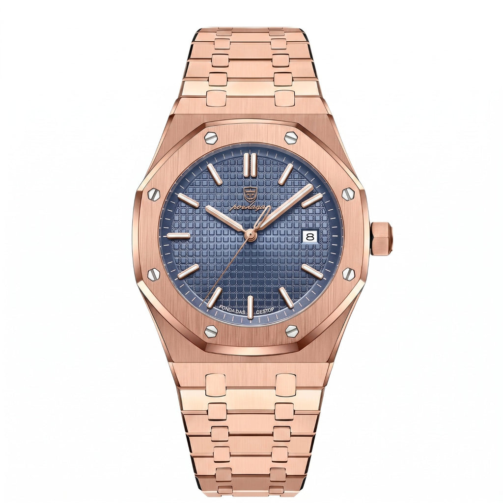 Reloj Acero Bisel Octogonal Resistente Agua Hombre