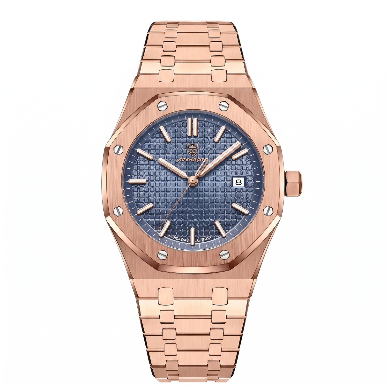 Reloj Acero Bisel Octogonal Resistente Agua Hombre