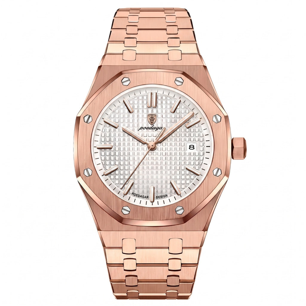 Reloj Acero Bisel Octogonal Resistente Agua Hombre