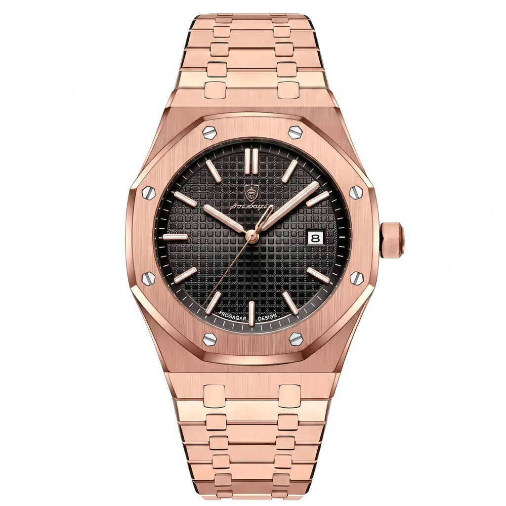 Reloj Acero Bisel Octogonal Resistente Agua Hombre