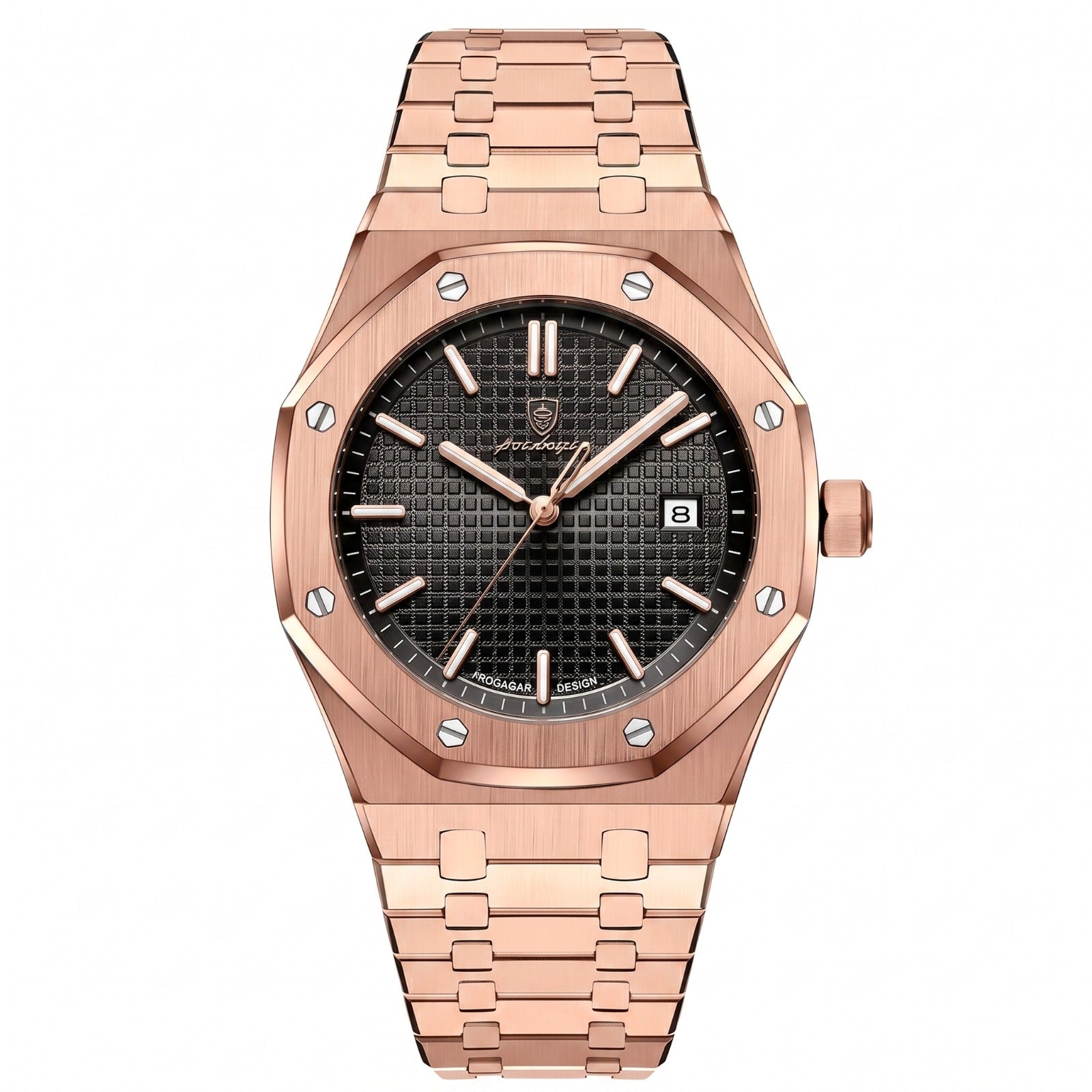 Reloj Acero Bisel Octogonal Resistente Agua Hombre