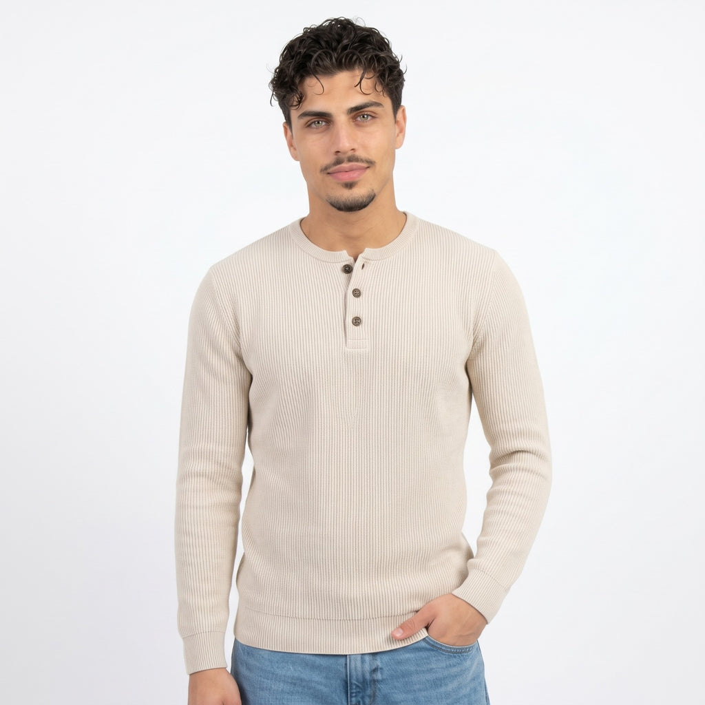 Men's Crew-Neck Henley Sweater