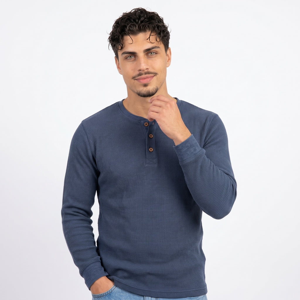 Men's Crew-Neck Henley Sweater