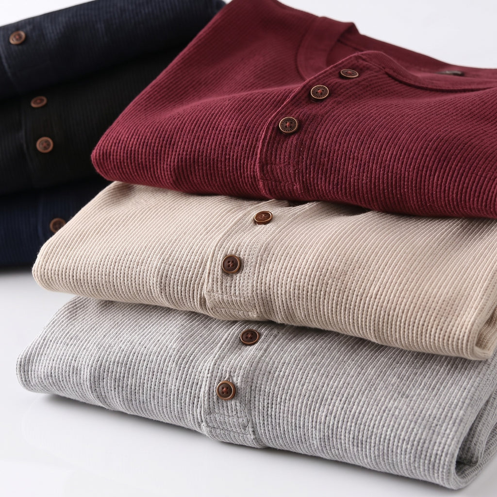 Men's Crew-Neck Henley Sweater