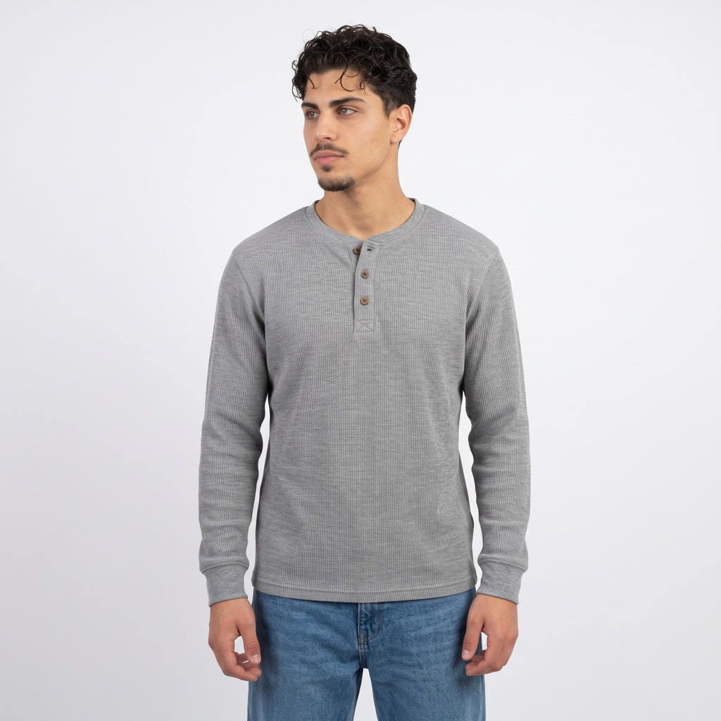 Men's Crew-Neck Henley Sweater