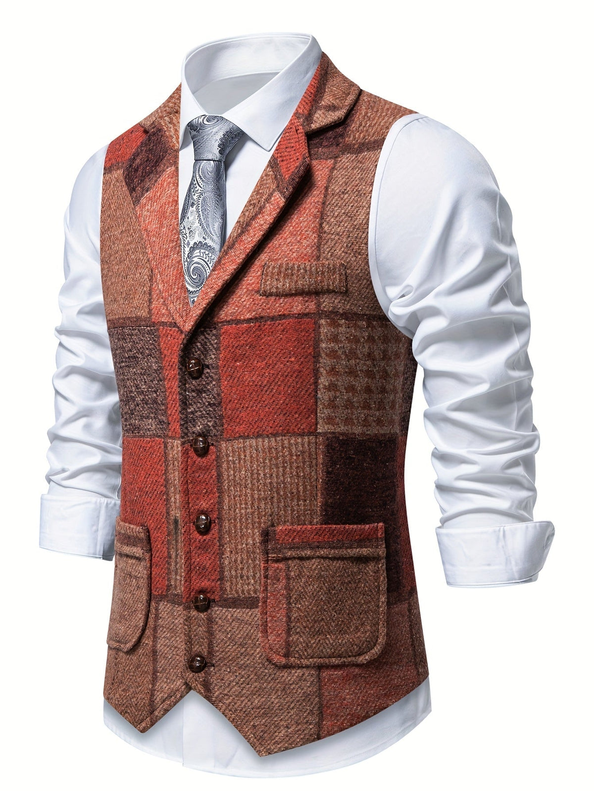 Men's elegant formal tweed vest