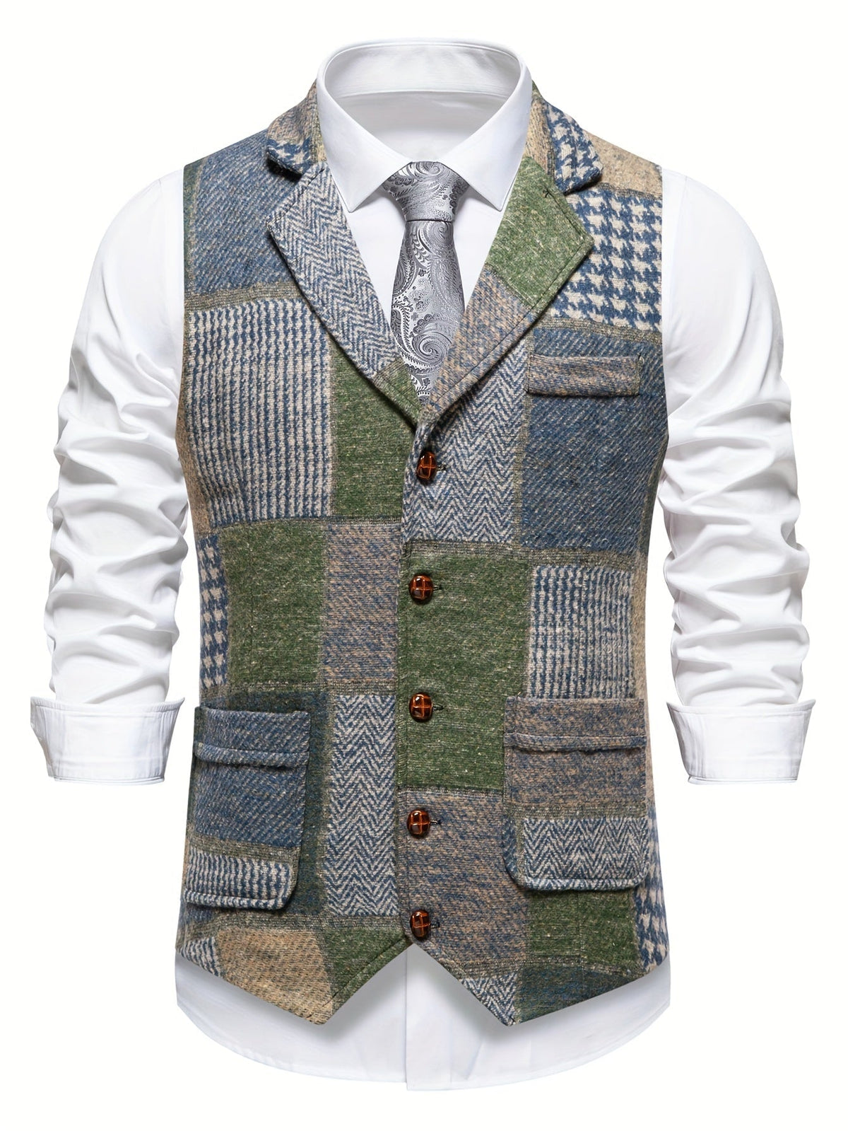 Men's elegant formal tweed vest