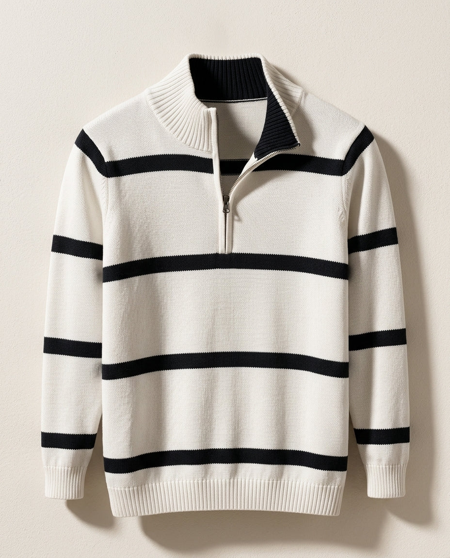 Mayfair Striped Quarter Zip Sweater