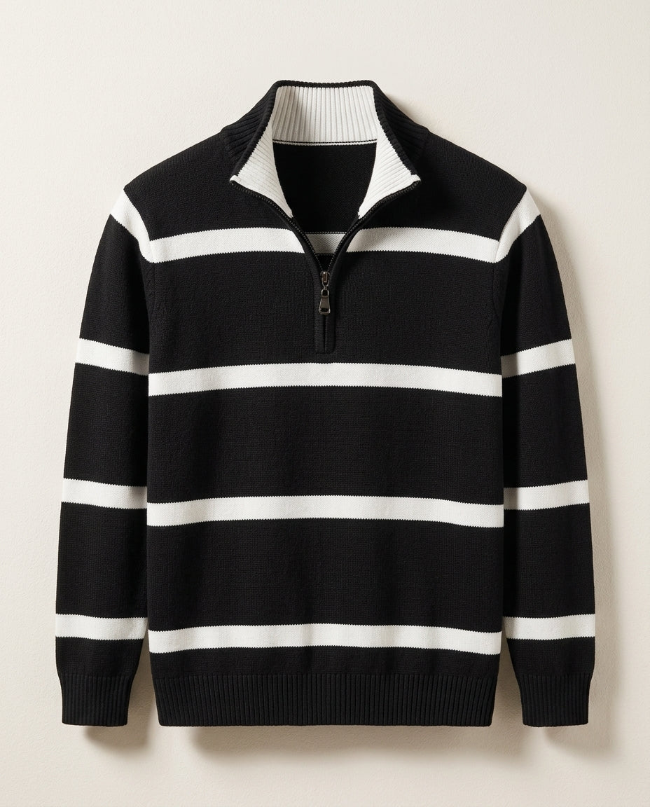 Mayfair Striped Quarter Zip Sweater