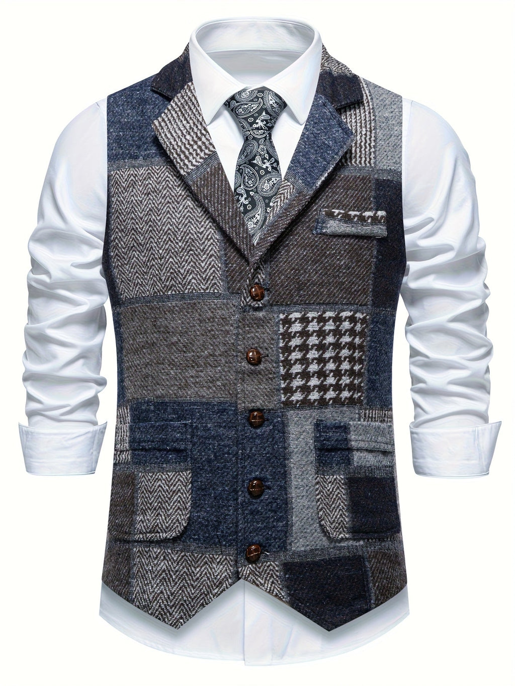 Men's elegant formal tweed vest