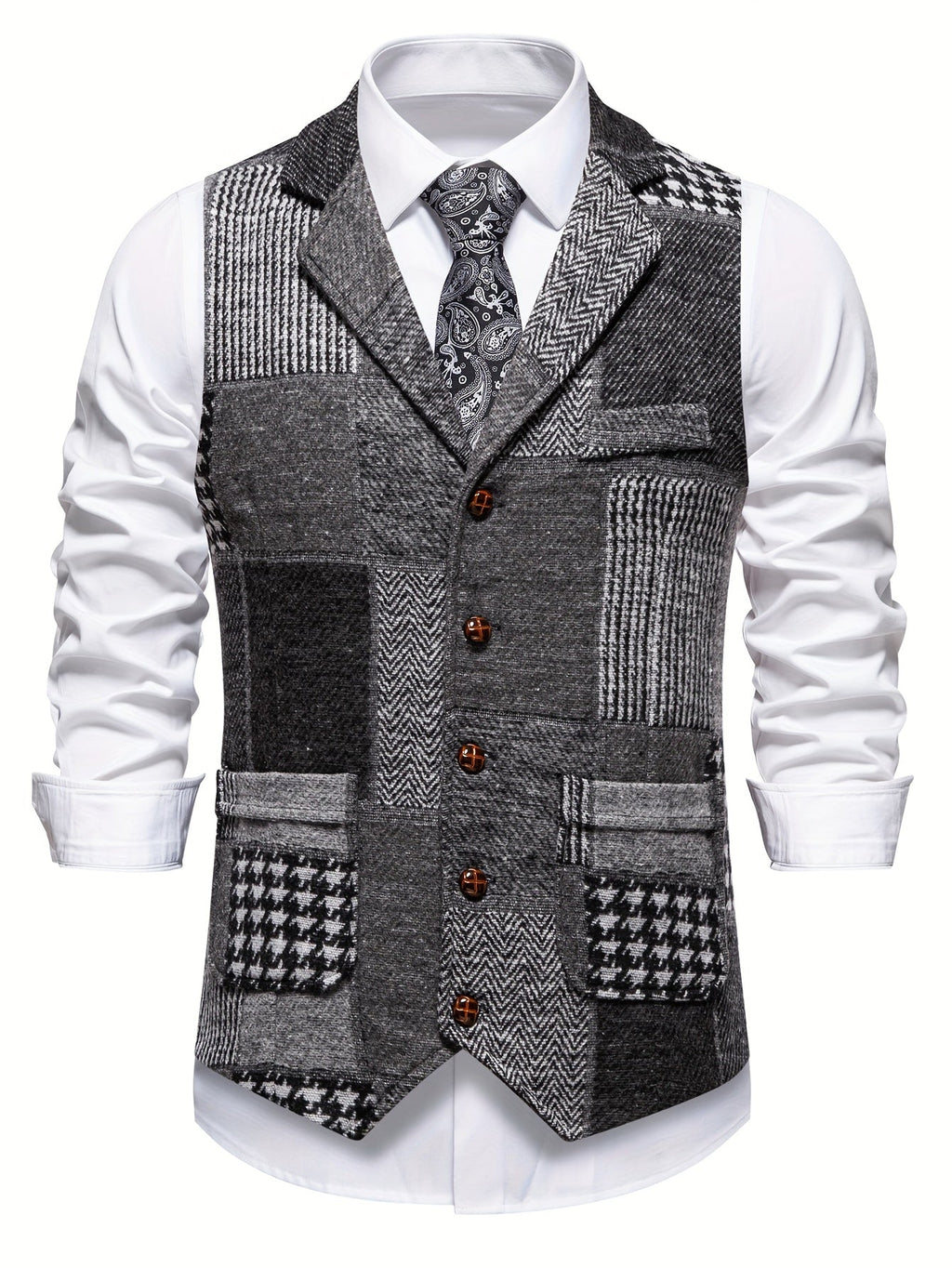 Men's elegant formal tweed vest