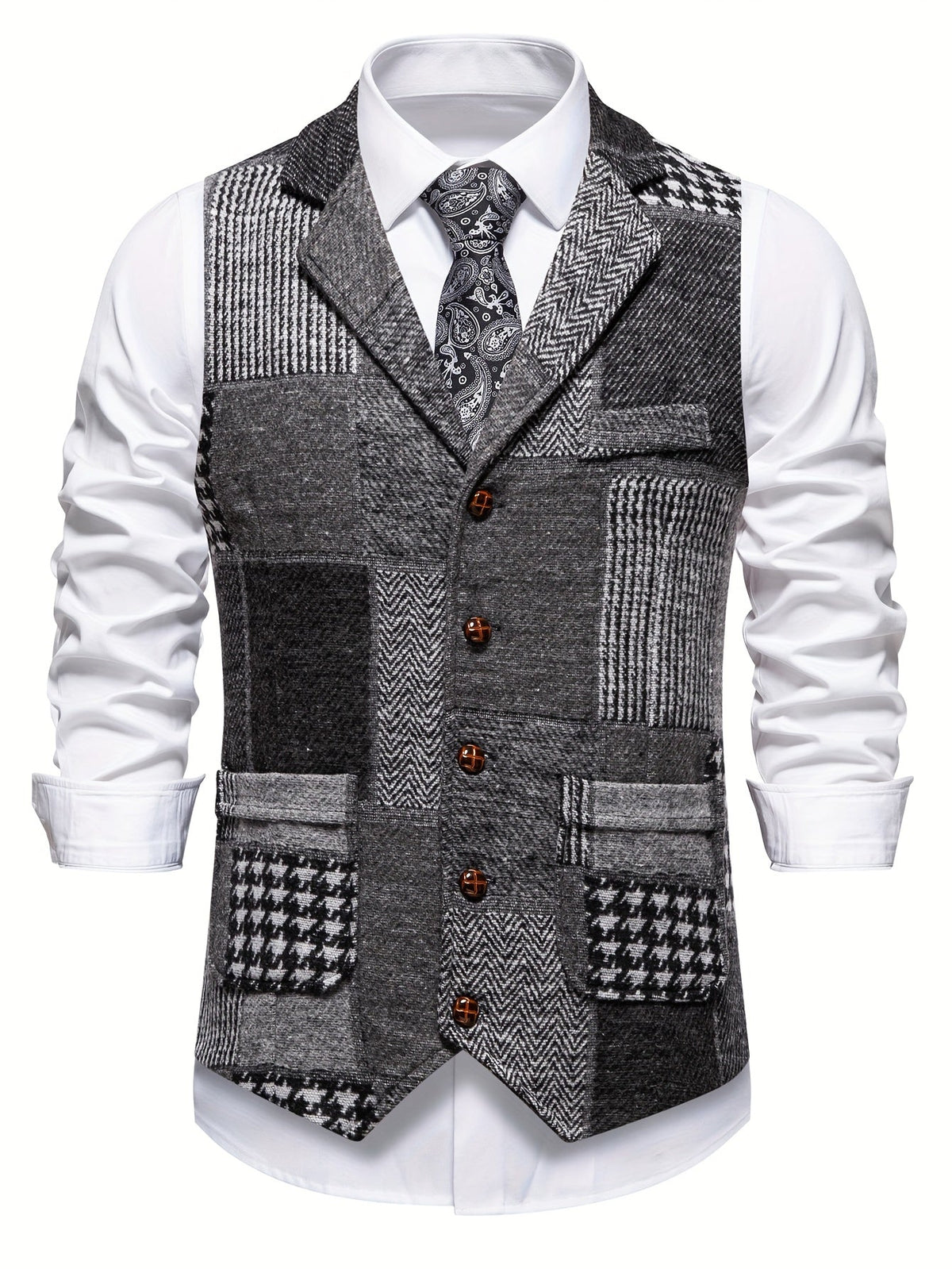 Men's elegant formal tweed vest