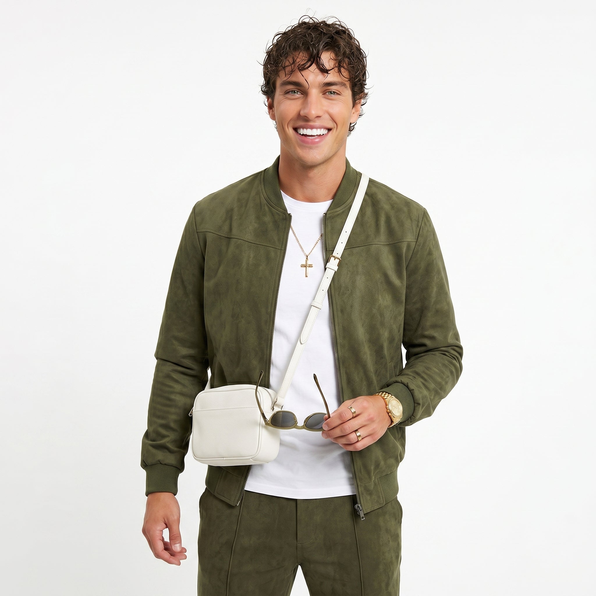 Chaqueta de Ante Suave con Cuello Alto