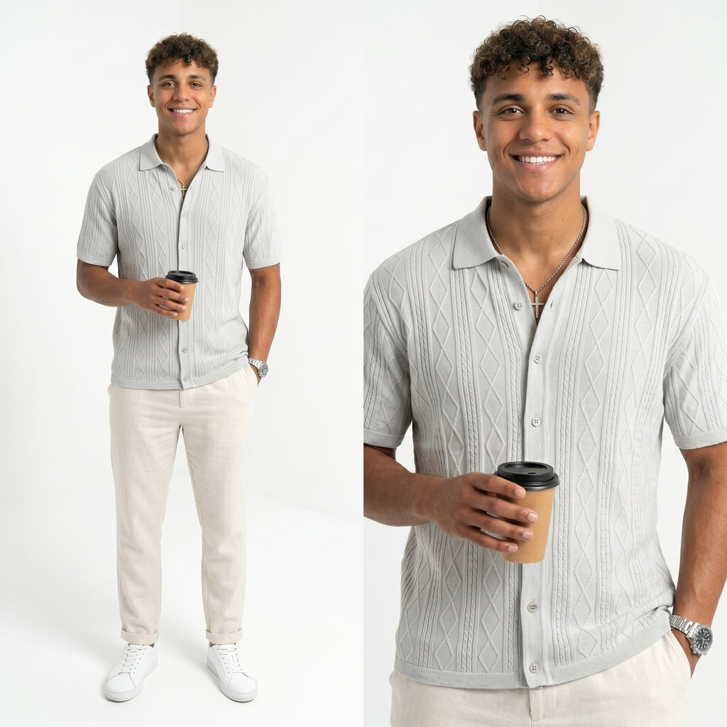 Polo Retro Riviera – Textura Premium y Estilo Transpirable