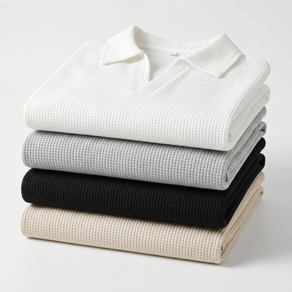 Polo Tejido Waffle Cuello V