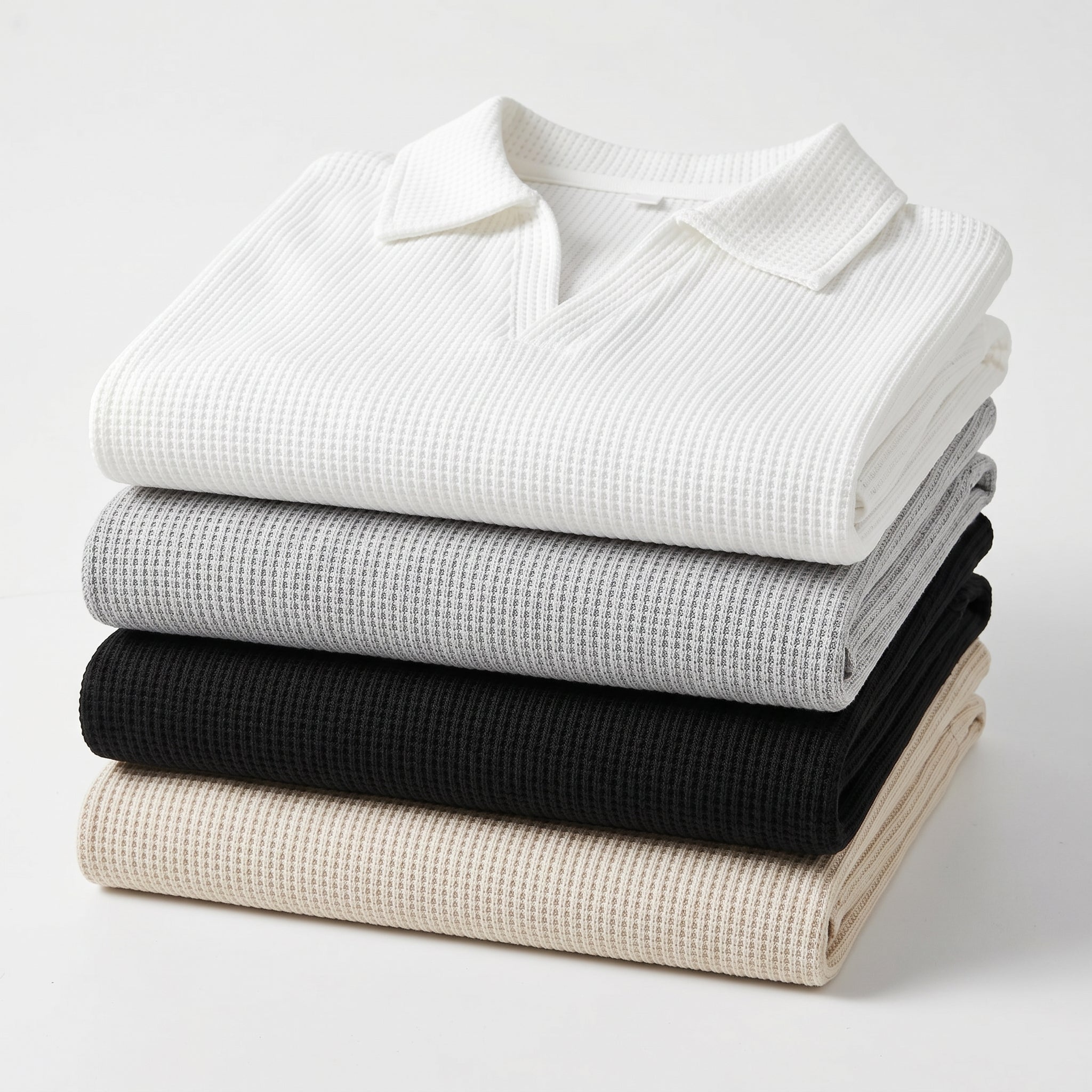 Polo Tejido Waffle Cuello V
