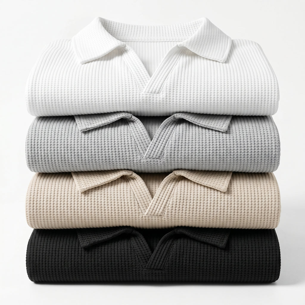 Polo Tejido Waffle Cuello V