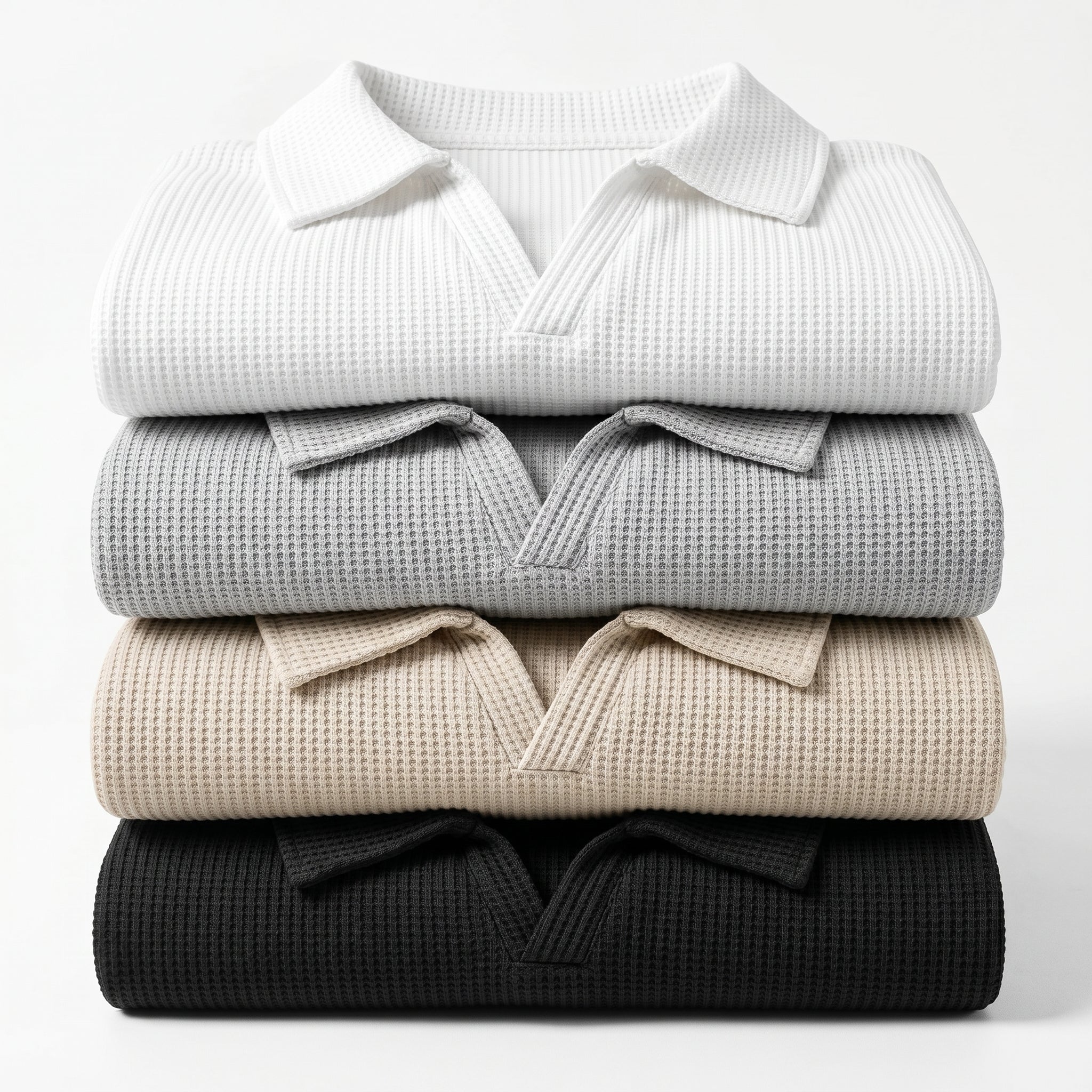 Polo Tejido Waffle Cuello V