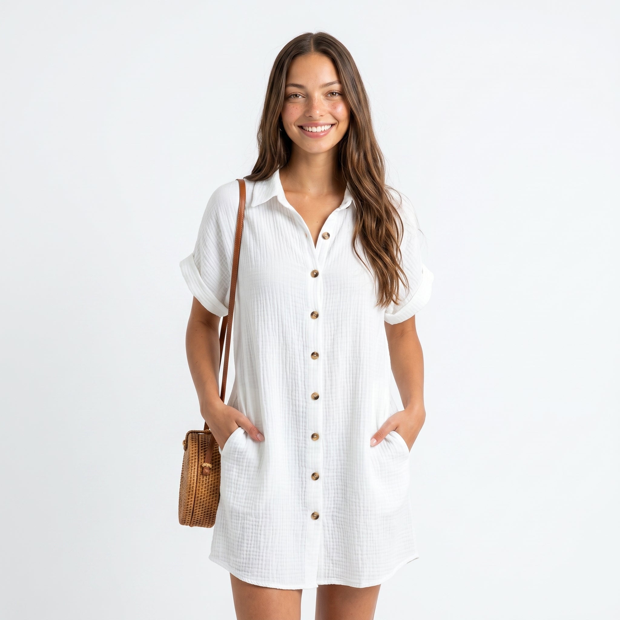 Marbella | Vestido con Cuello en V de lino.