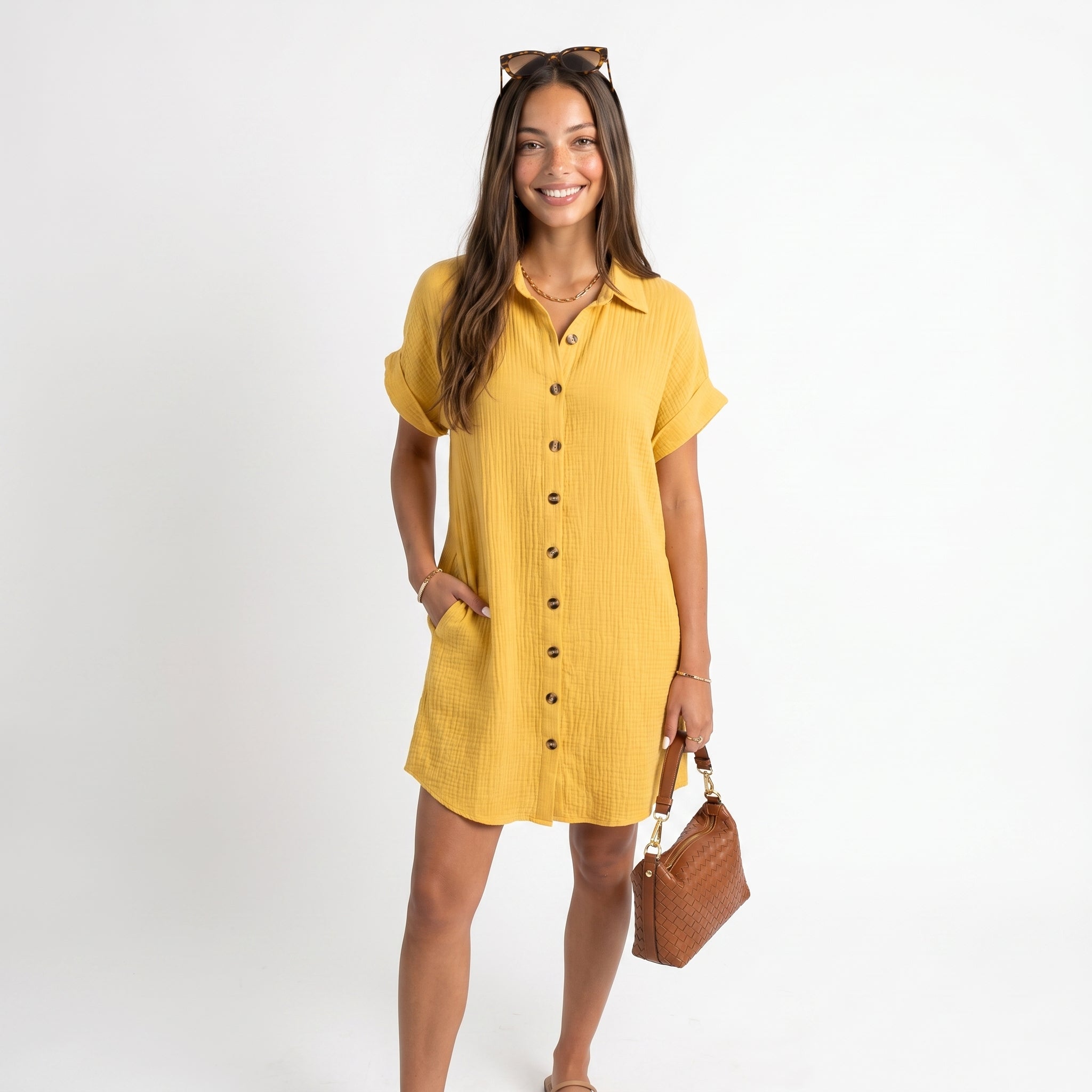 Marbella | Vestido con Cuello en V de lino.