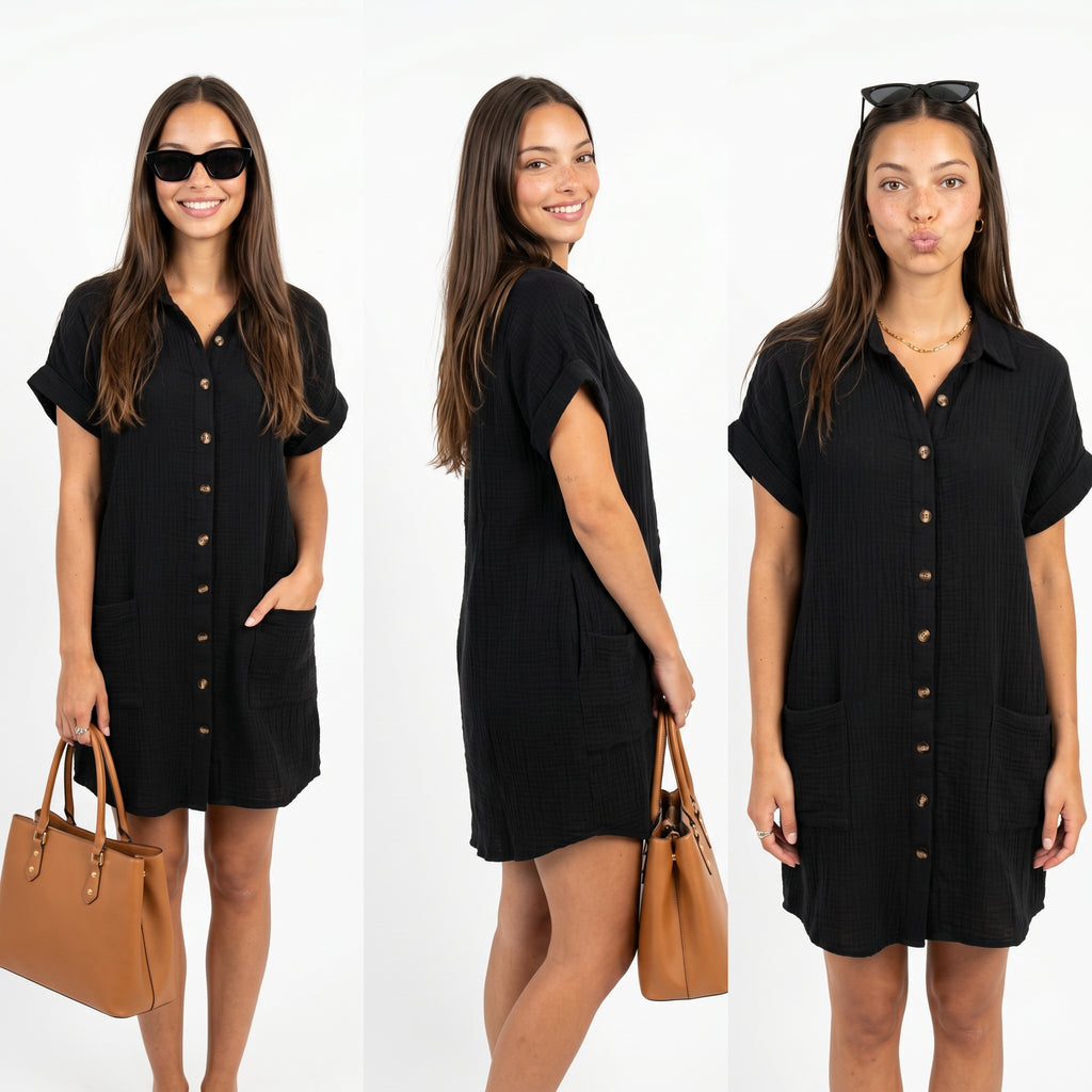 Marbella | Vestido con Cuello en V de lino.
