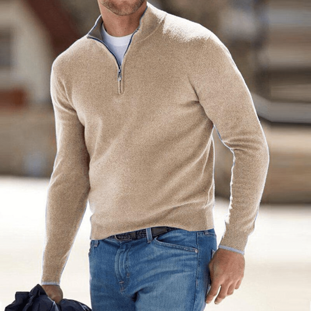 Lennox | Jersey de Punto Fino con Media Cremallera