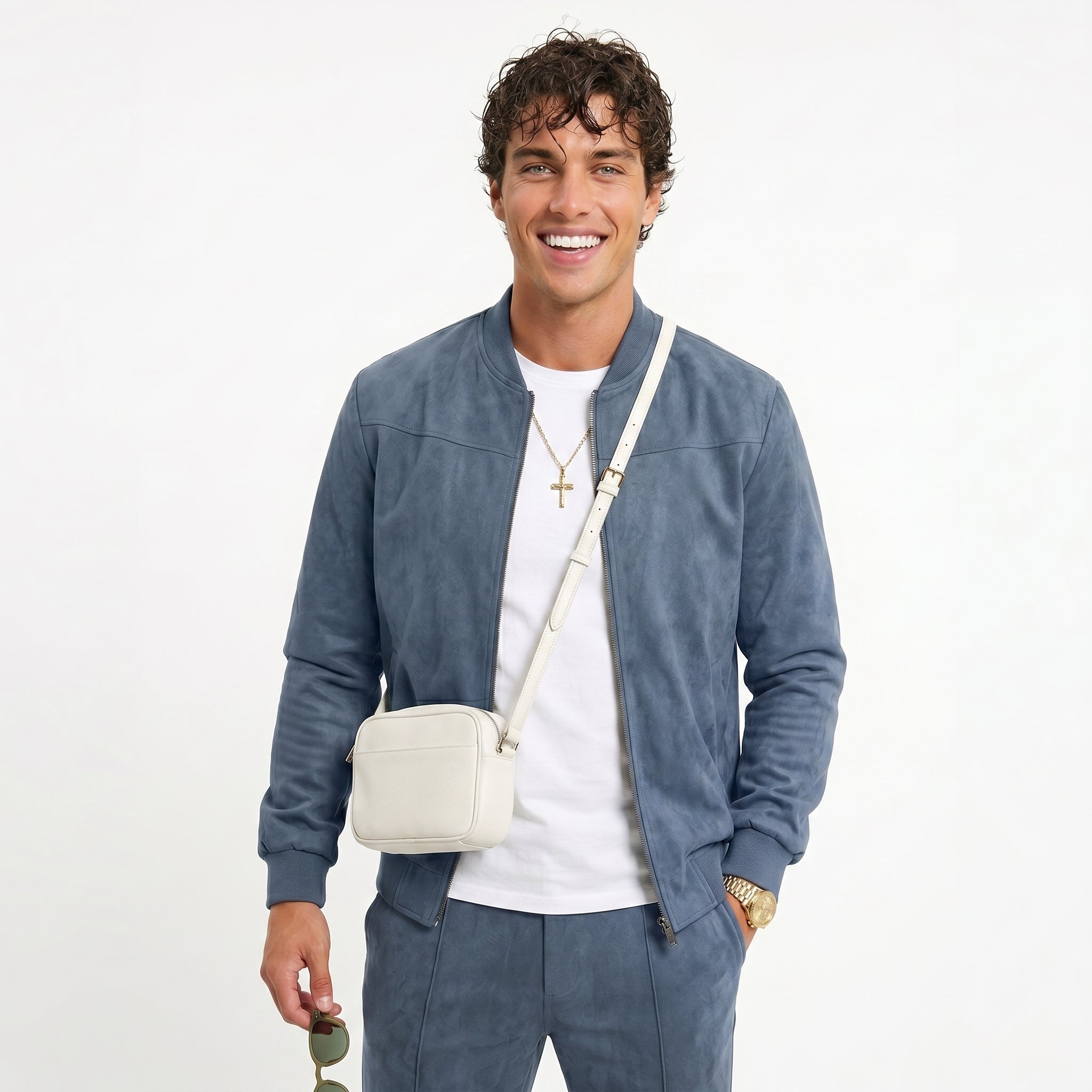 Chaqueta de Ante Suave con Cuello Alto