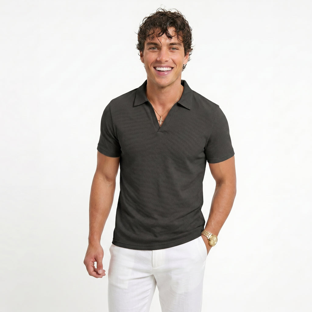 Polo Tejido Waffle Cuello V