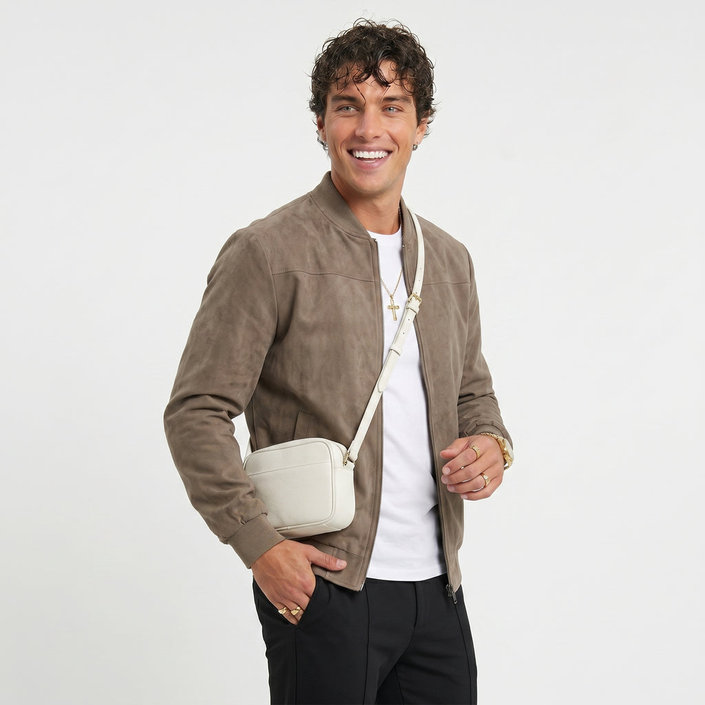 Chaqueta de Ante Suave con Cuello Alto