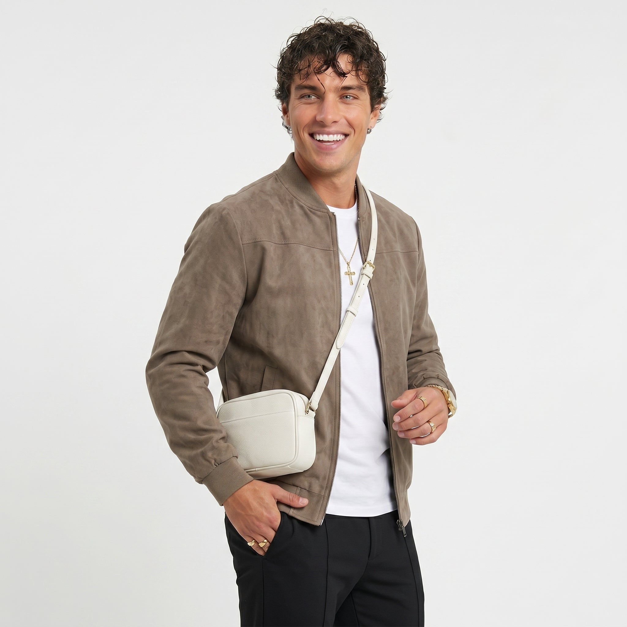 Chaqueta de Ante Suave con Cuello Alto